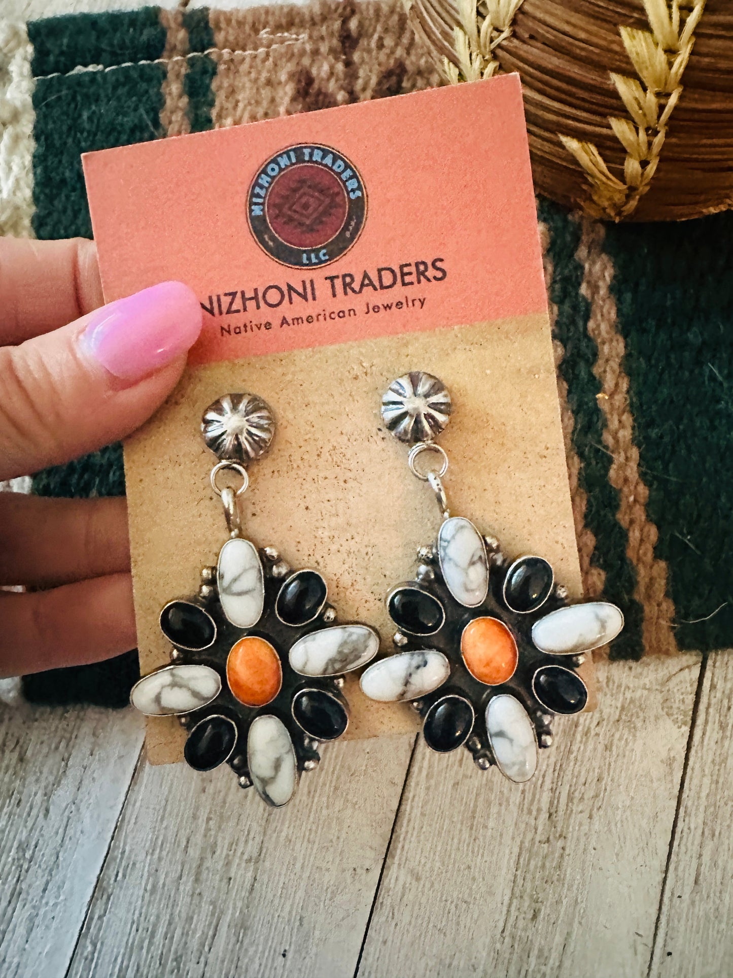 Handcrafted Multi Stone & Sterling Silver Dangle Earrings
