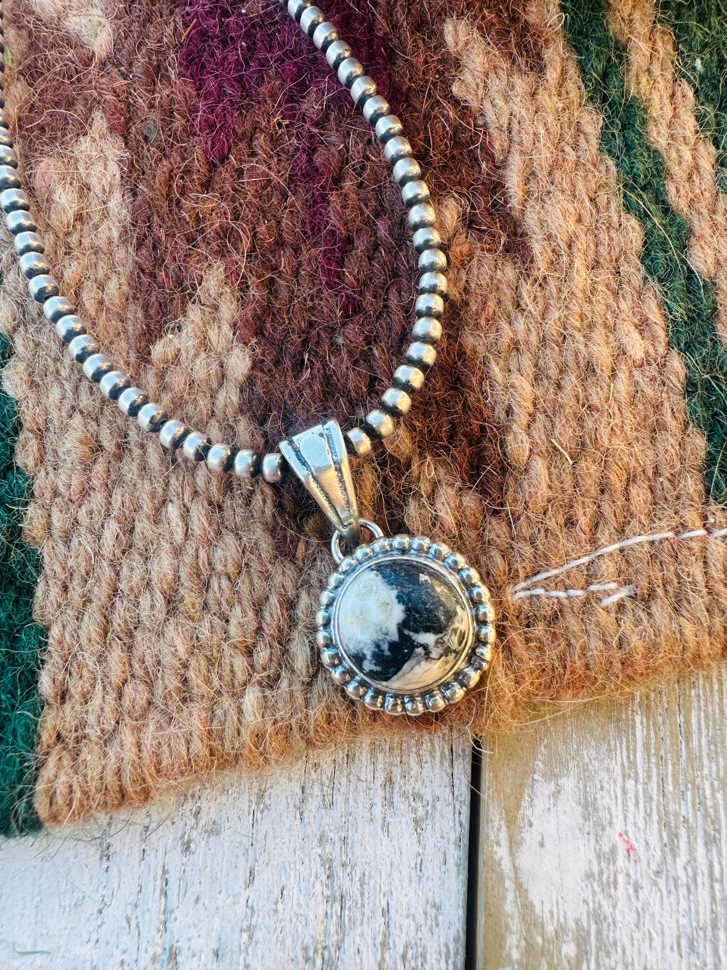 Handcrafted Sterling Silver & White Buffalo Pendant