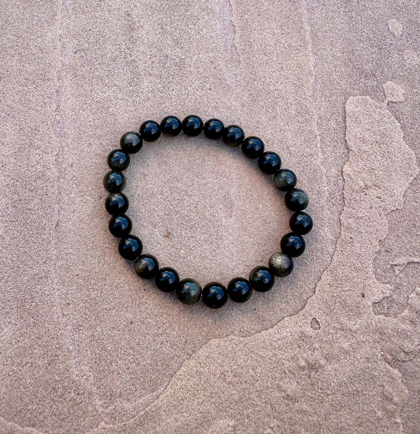 Black Banded Agate 8mm beaded stretch bracelet