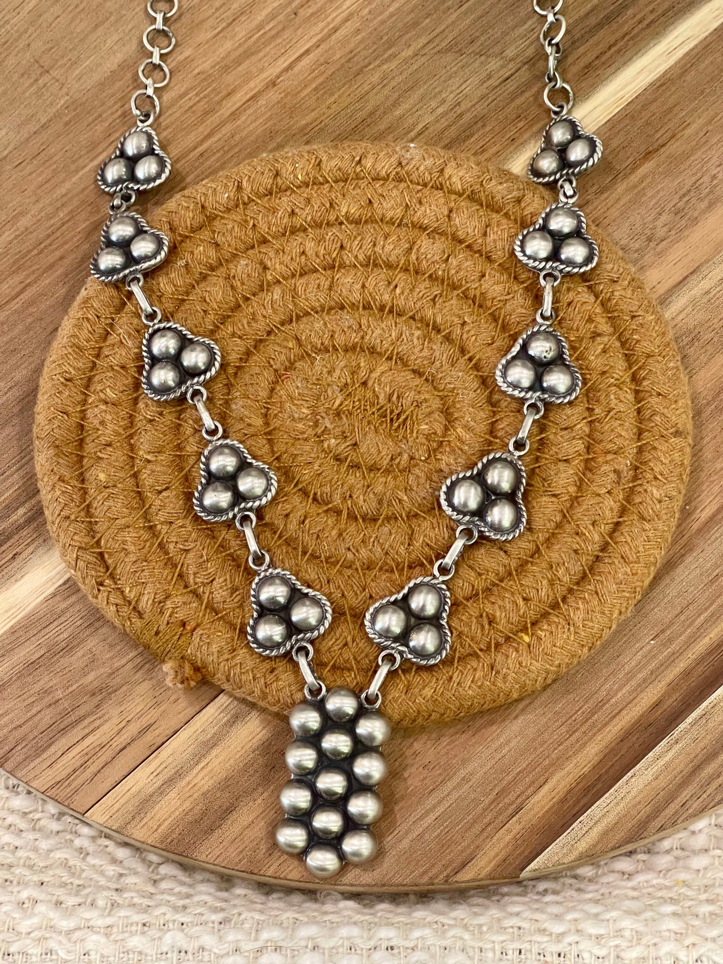 Beautiful Handmade Sterling Silver Cluster Necklace