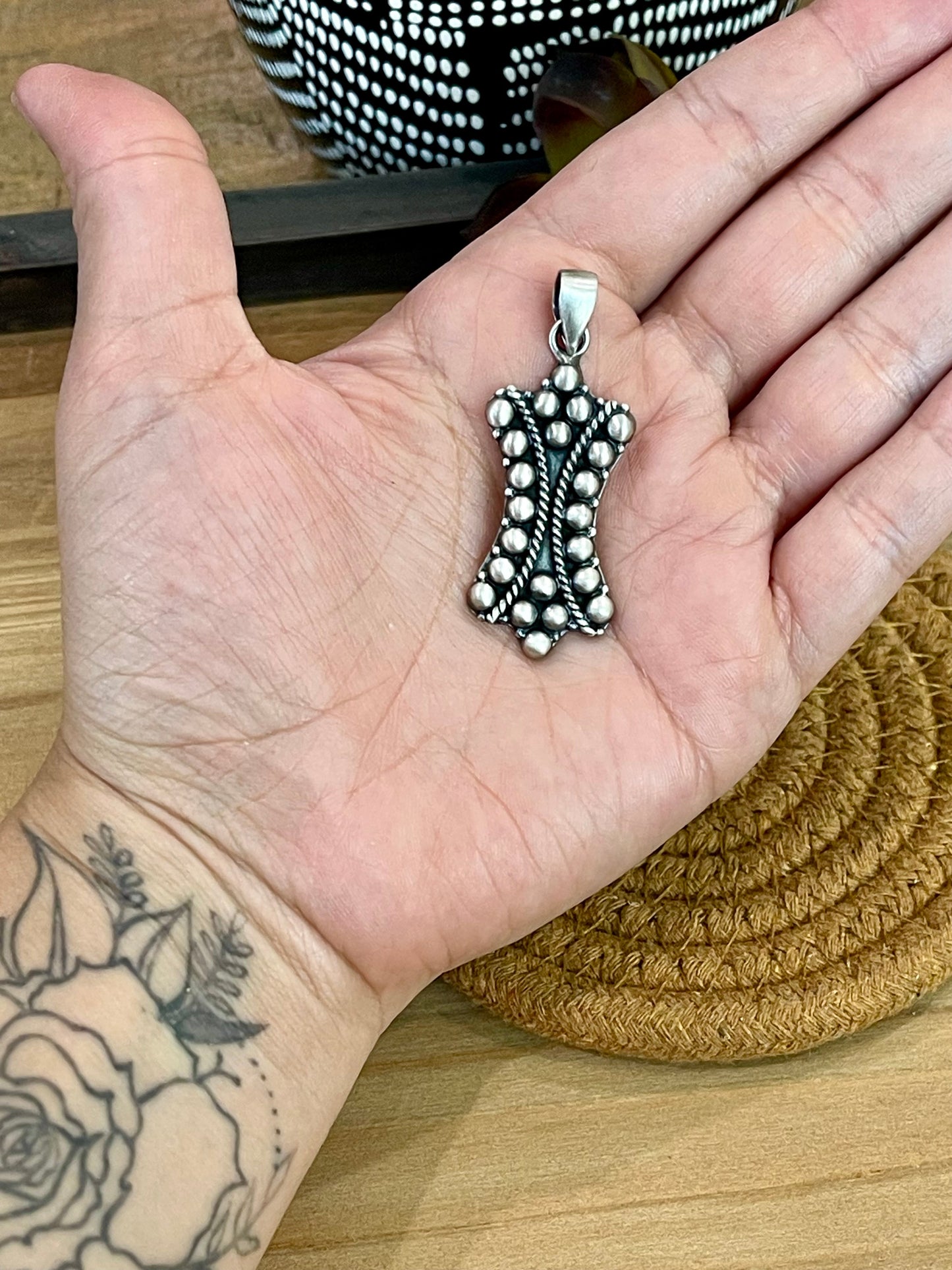 Handmade Sterling Silver Pendant with Signed Nizhoni