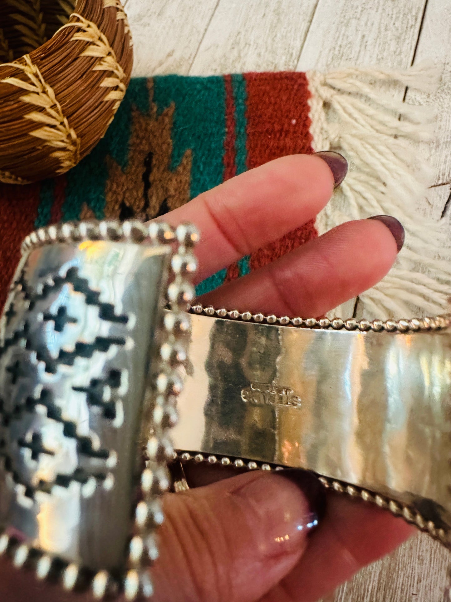 Handcrafted Sterling Silver & Kingman Turquoise Cuff Bracelet