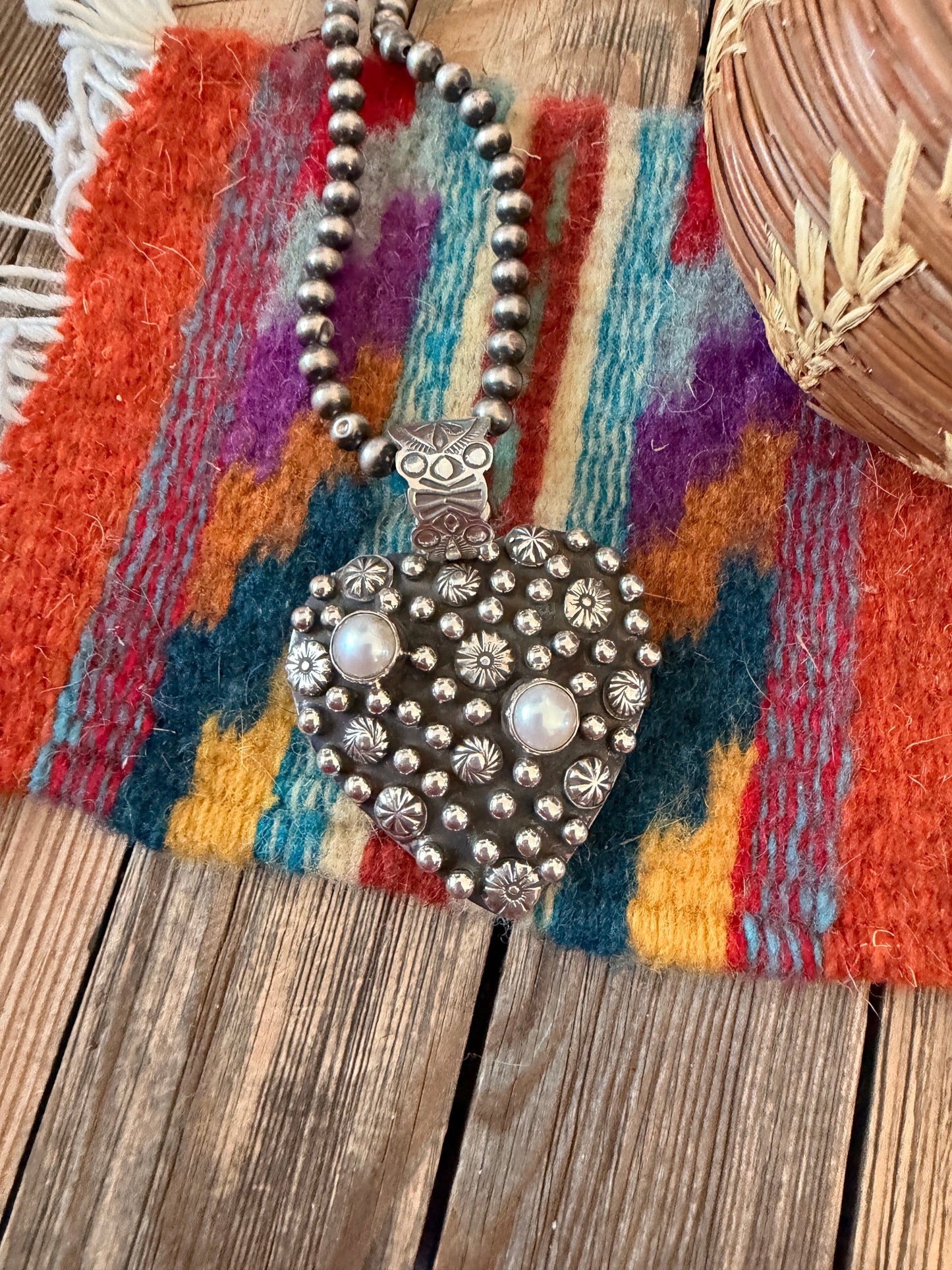 Handcrafted Pearl & Sterling Silver Heart Pendant by Geneva Apachito