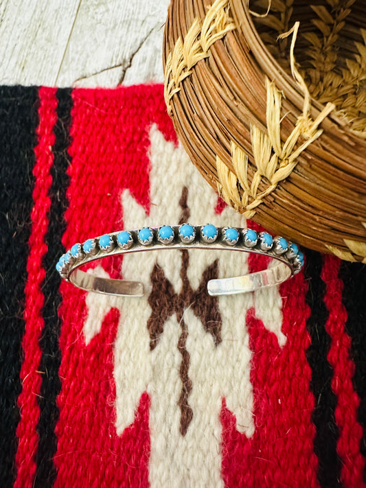 Handcrafted Turquoise & Sterling Silver Snake Eye Cuff Bracelet