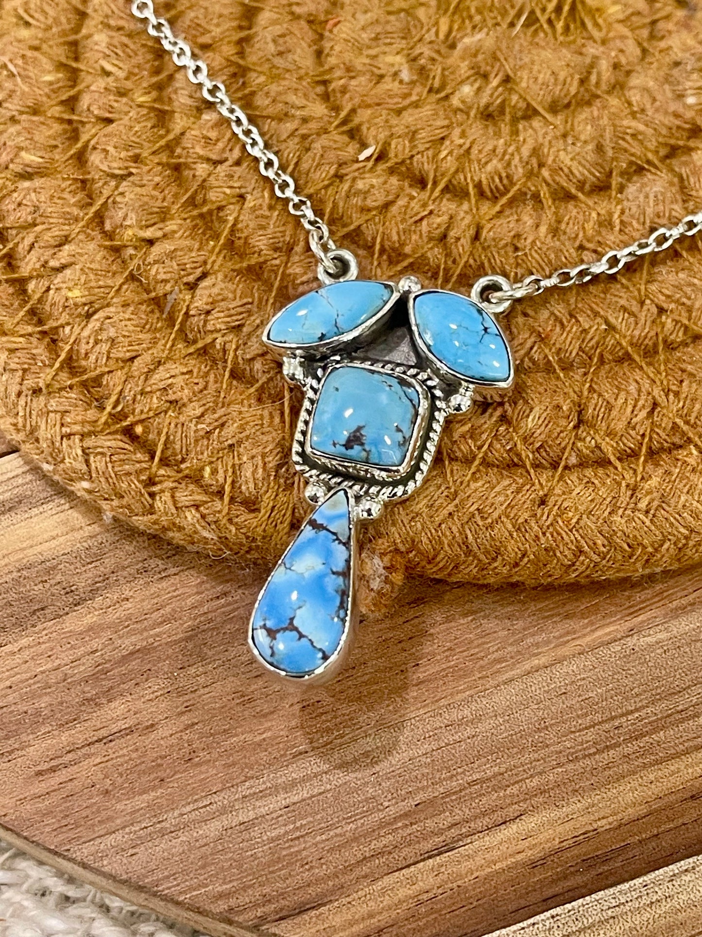 Handcrafted Sterling Silver & Golden Hills Cluster Necklace