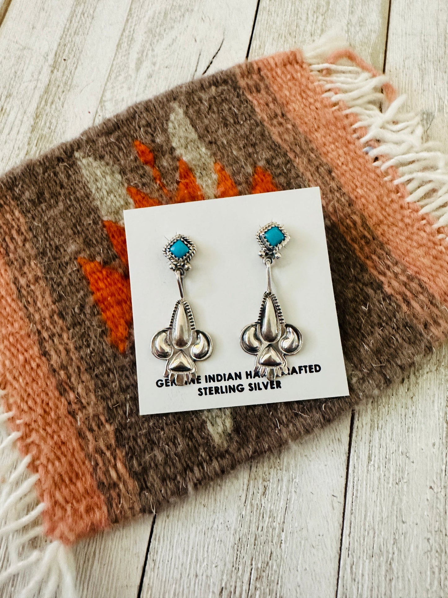 Handcrafted Turquoise & Sterling Silver Dangle Earrings