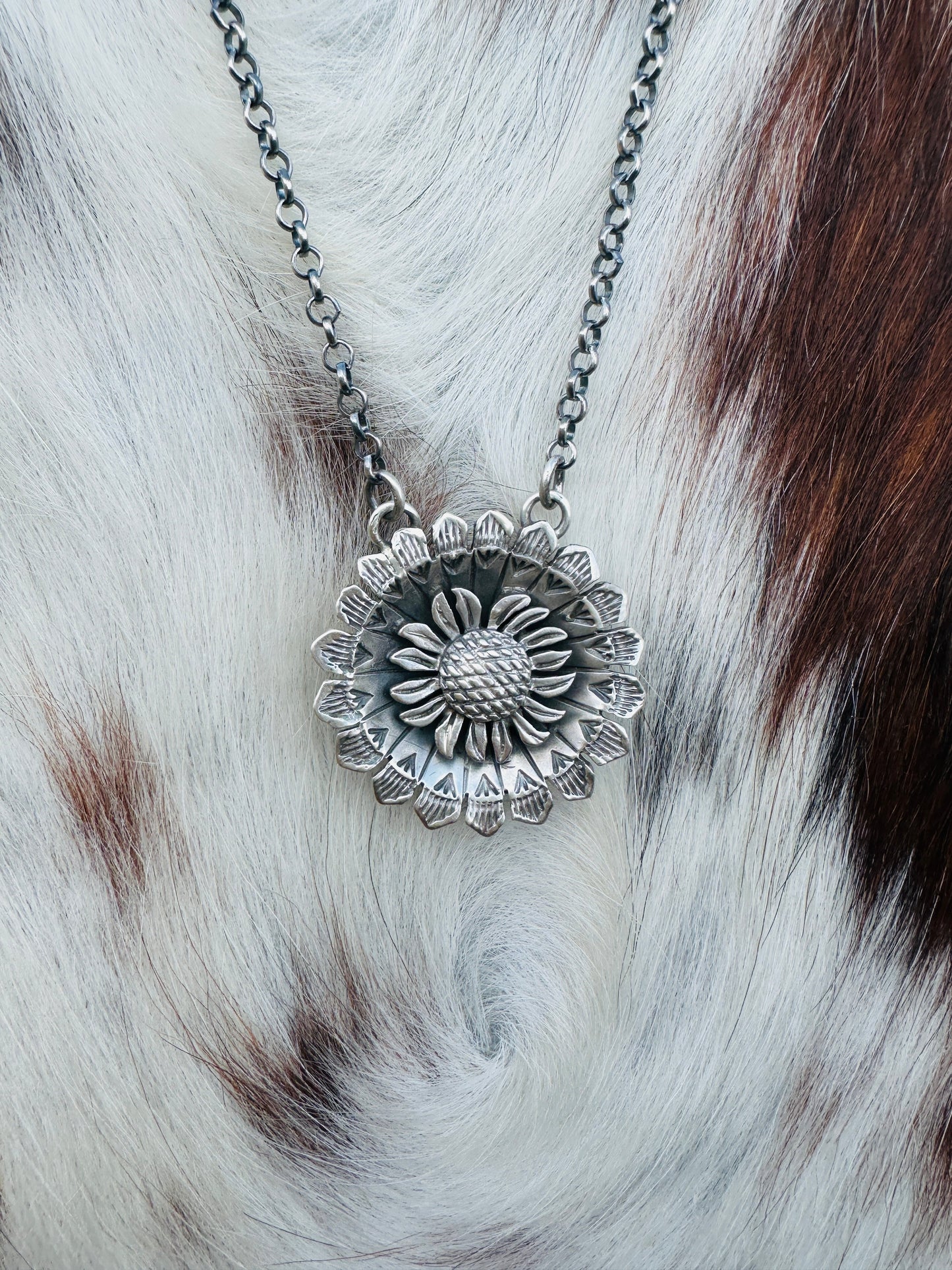 Handcrafted Sterling Silver Sunflower Necklace