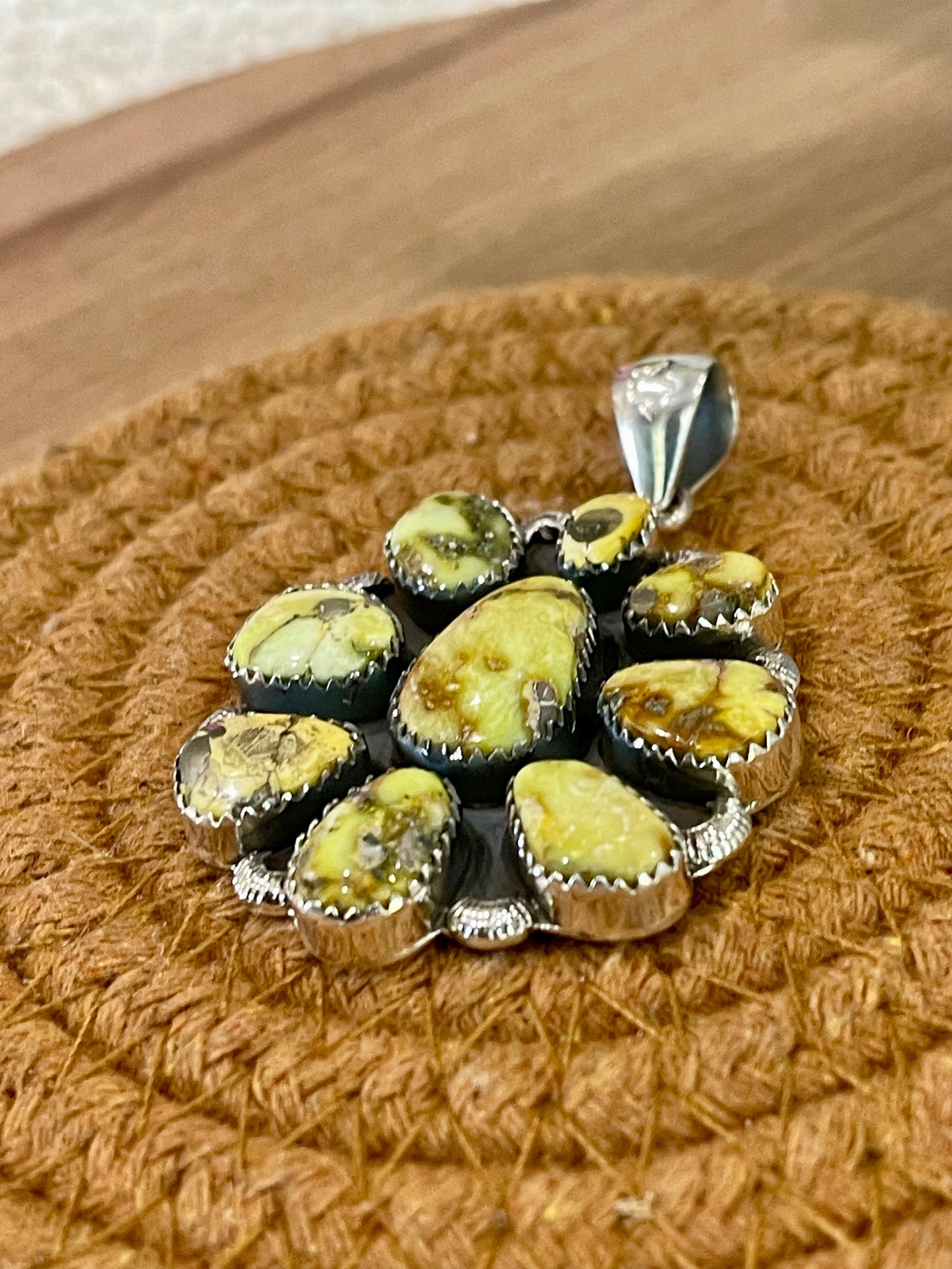 Handmade Sterling Silver & Palomino Cluster Pendant