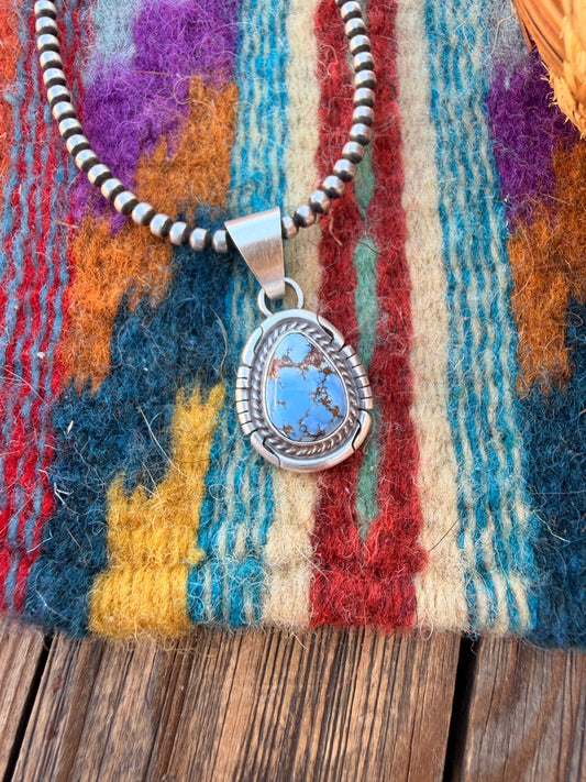Handcrafted Sterling Silver & Golden Hills Turquoise Pendant by David Skeets