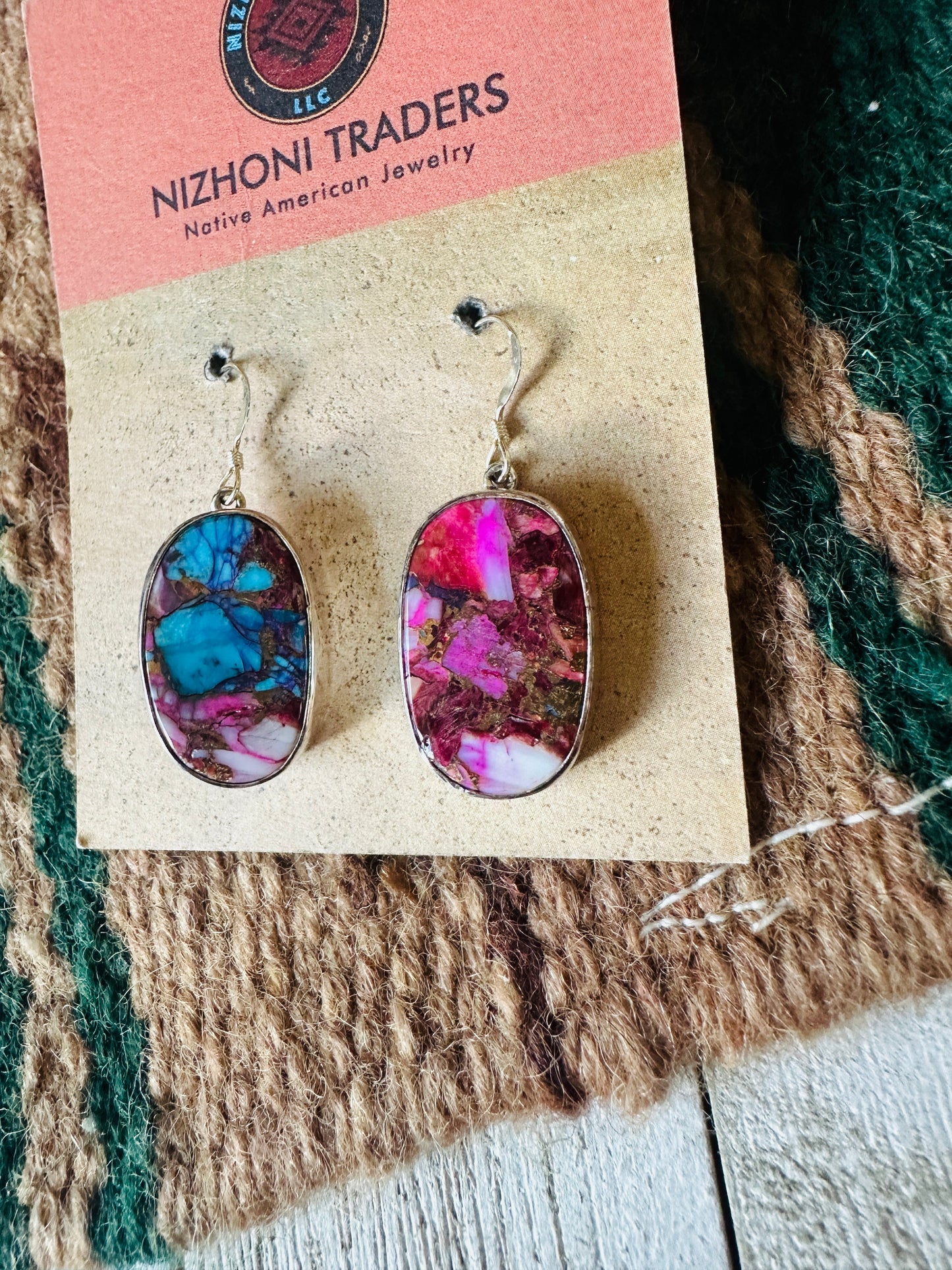 Handcrafted  Pink Dream Mojave & Sterling Silver Dangle Earrings