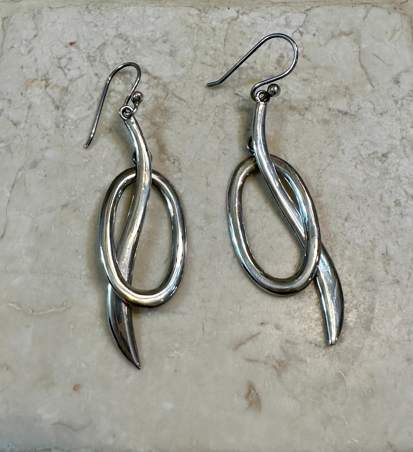 Pierced Oval Sterling Silver Earrings on Hook