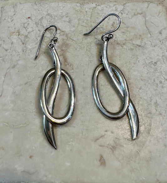 Pierced Oval Sterling Silver Earrings on Hook