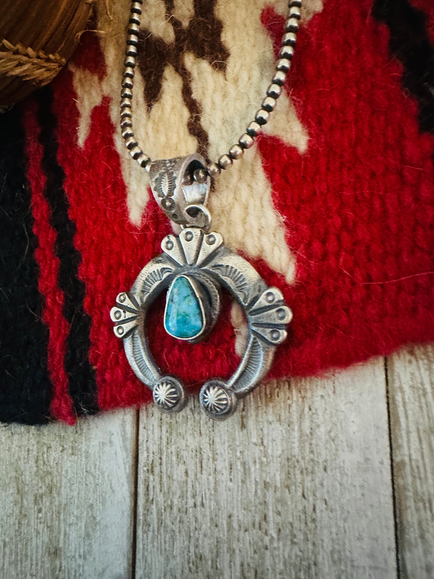 Handcrafted Sterling Silver & Turquoise Naja Pendant by Kevin Billah