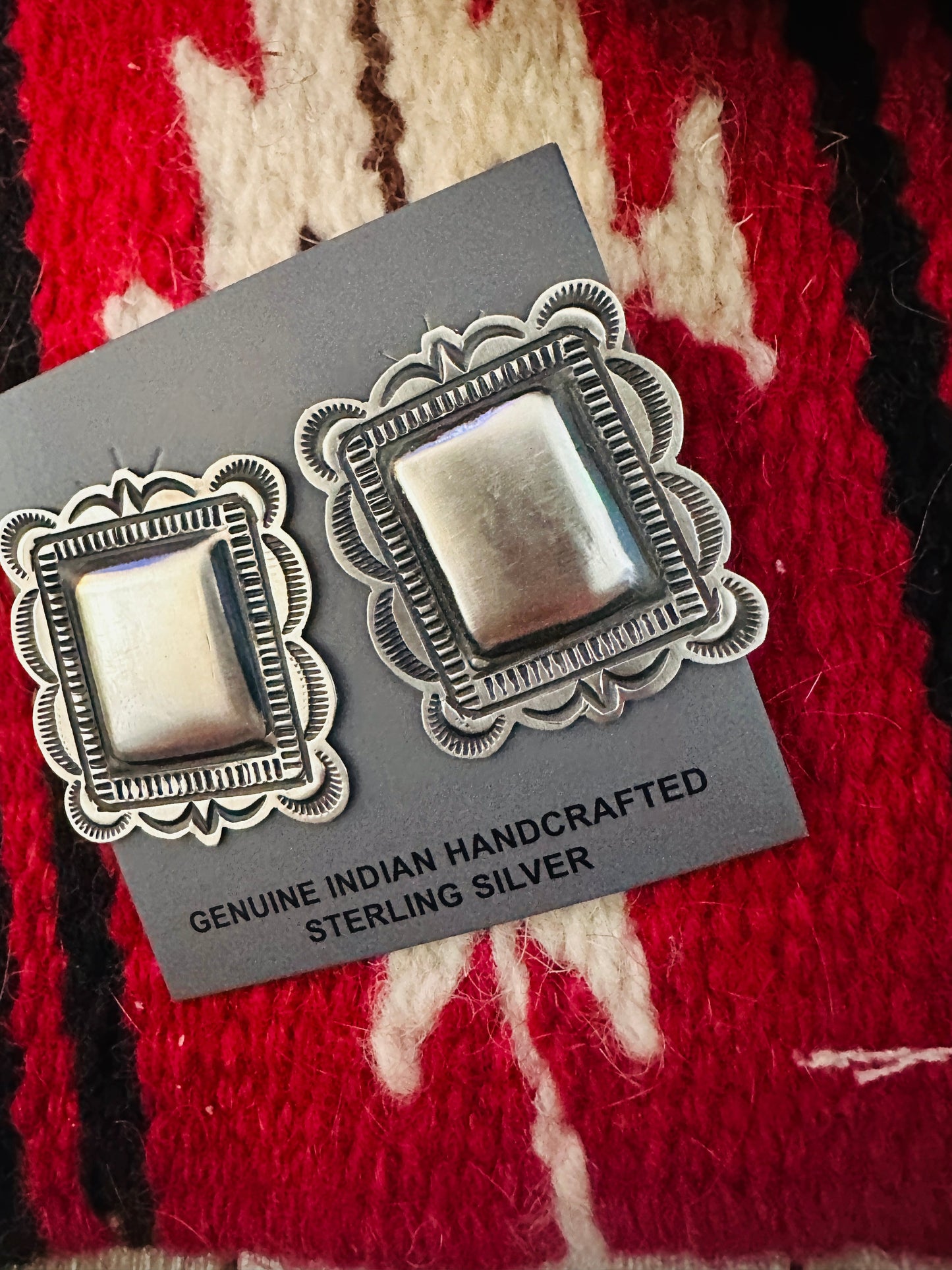 Handcrafted Sterling Silver Concho Post Earrings by Leander Tahe