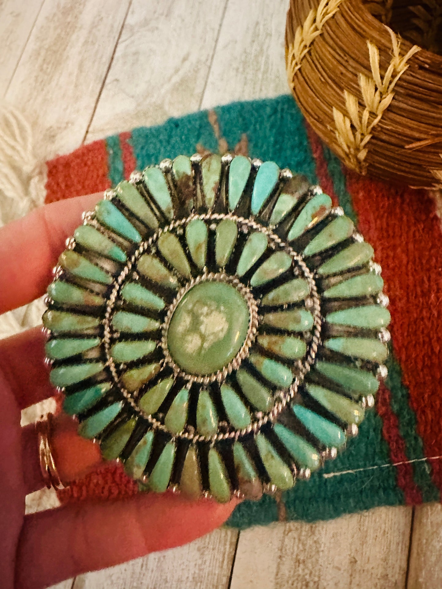 Handcrafted Turquoise & Sterling Silver Cluster Hair Barrette
