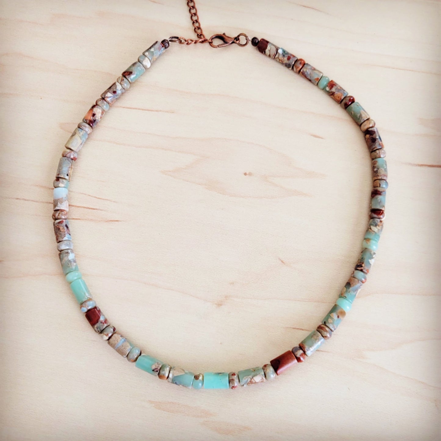 *Genuine Aqua Terra Collar Length Barrel Beaded Necklace 263b*