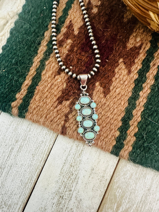 Handmade Green Opal & Sterling Silver Pendant
