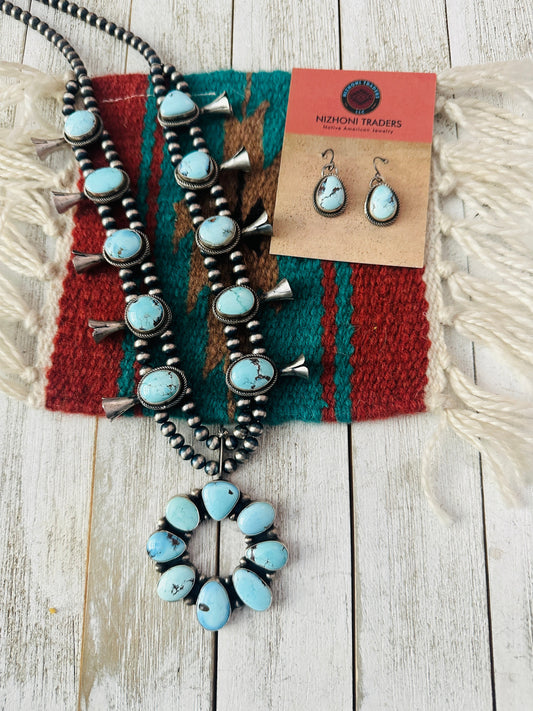 Handcrafted Golden Hills Turquoise & Sterling Silver Necklace Set