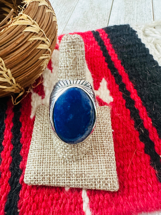 Old Pawn Handcrafted Sterling Silver & Lapis Men’s Ring Size 9