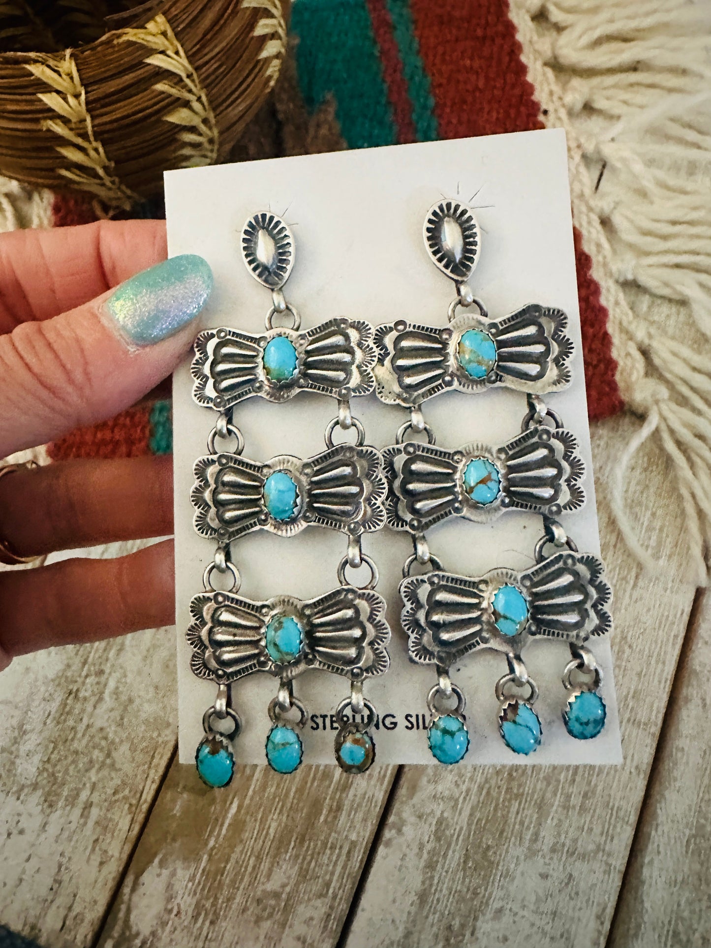 Handcrafted Turquoise & Sterling Silver Dangle Earrings