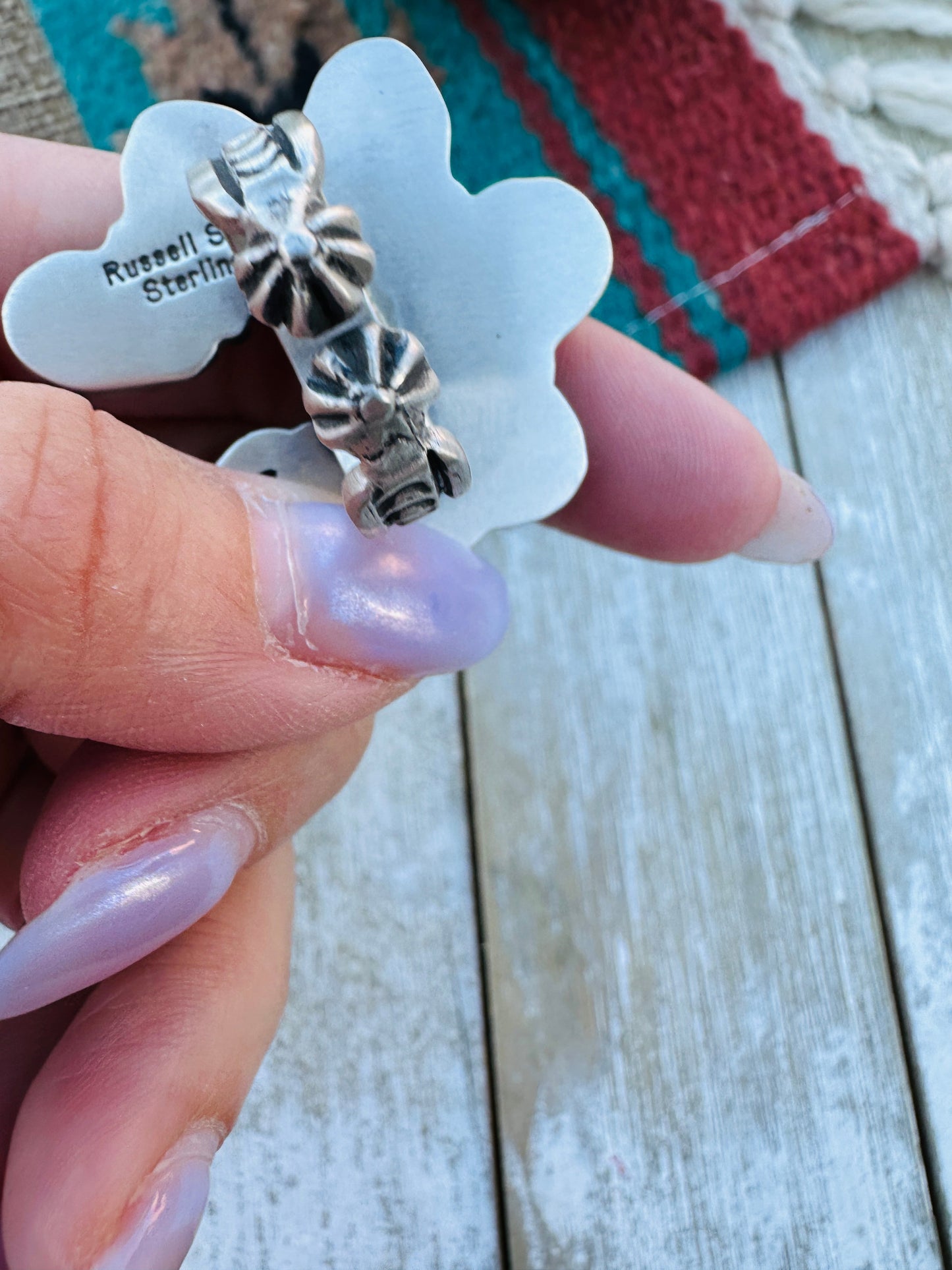 Sonoran Mountain Turquoise & Sterling Silver Adjustable Naja Ring by Russell Sam