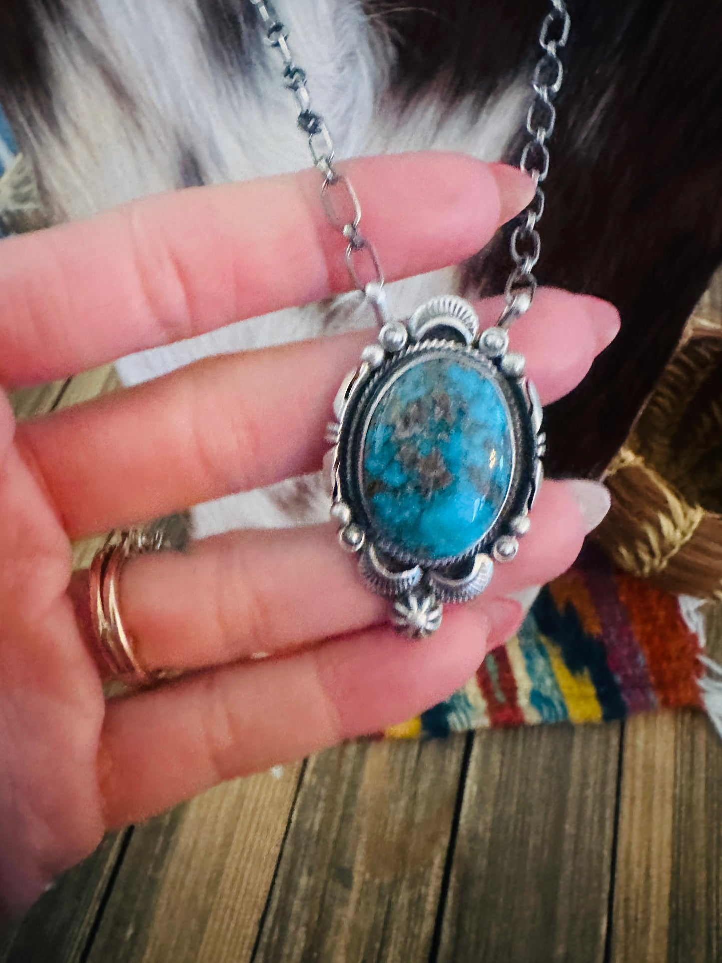 Handcrafted Turquoise & Sterling Silver Necklace by Daniel Benally