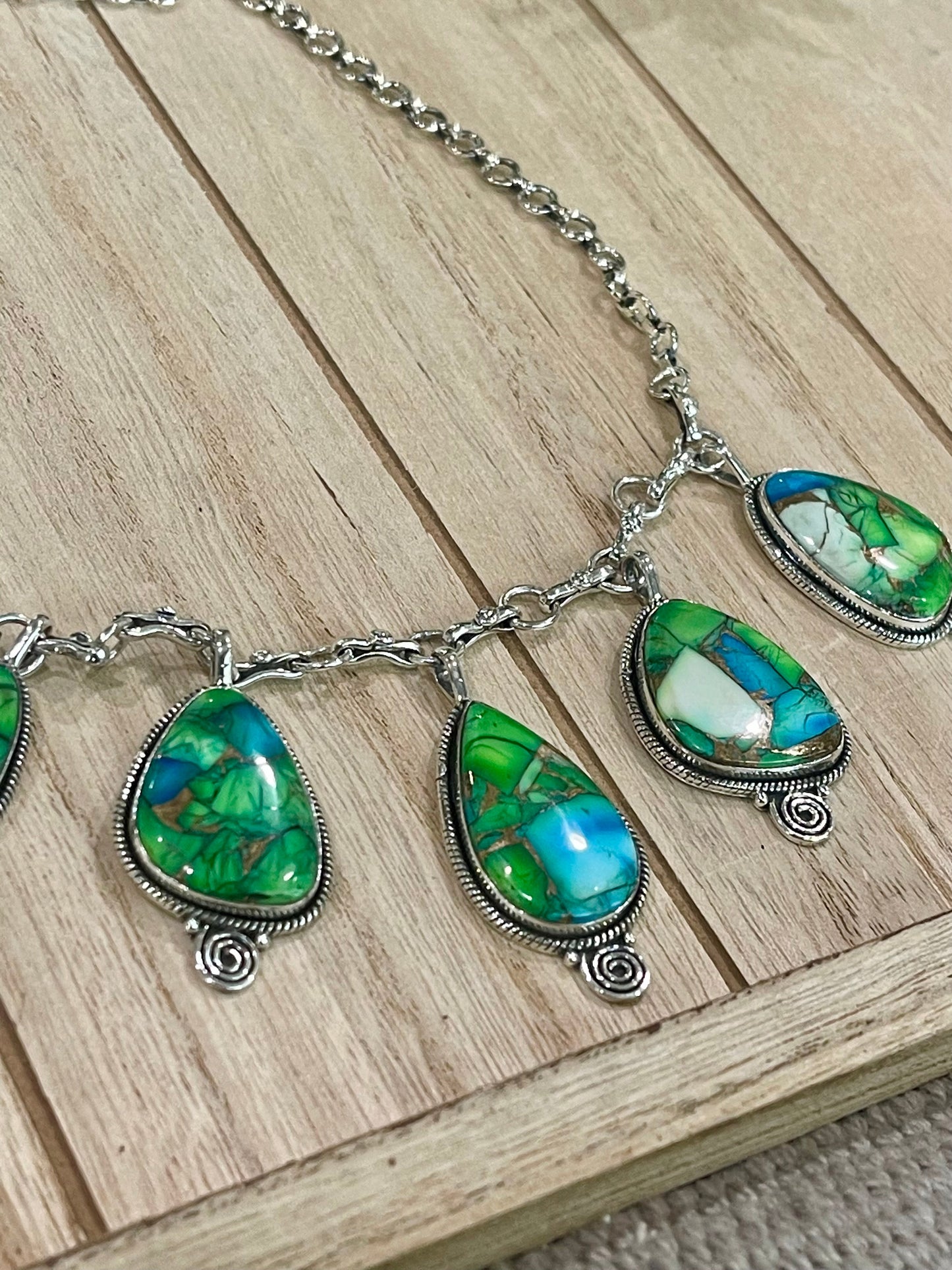 Beautiful Handmade Peacock Dahlia Dangle Necklace