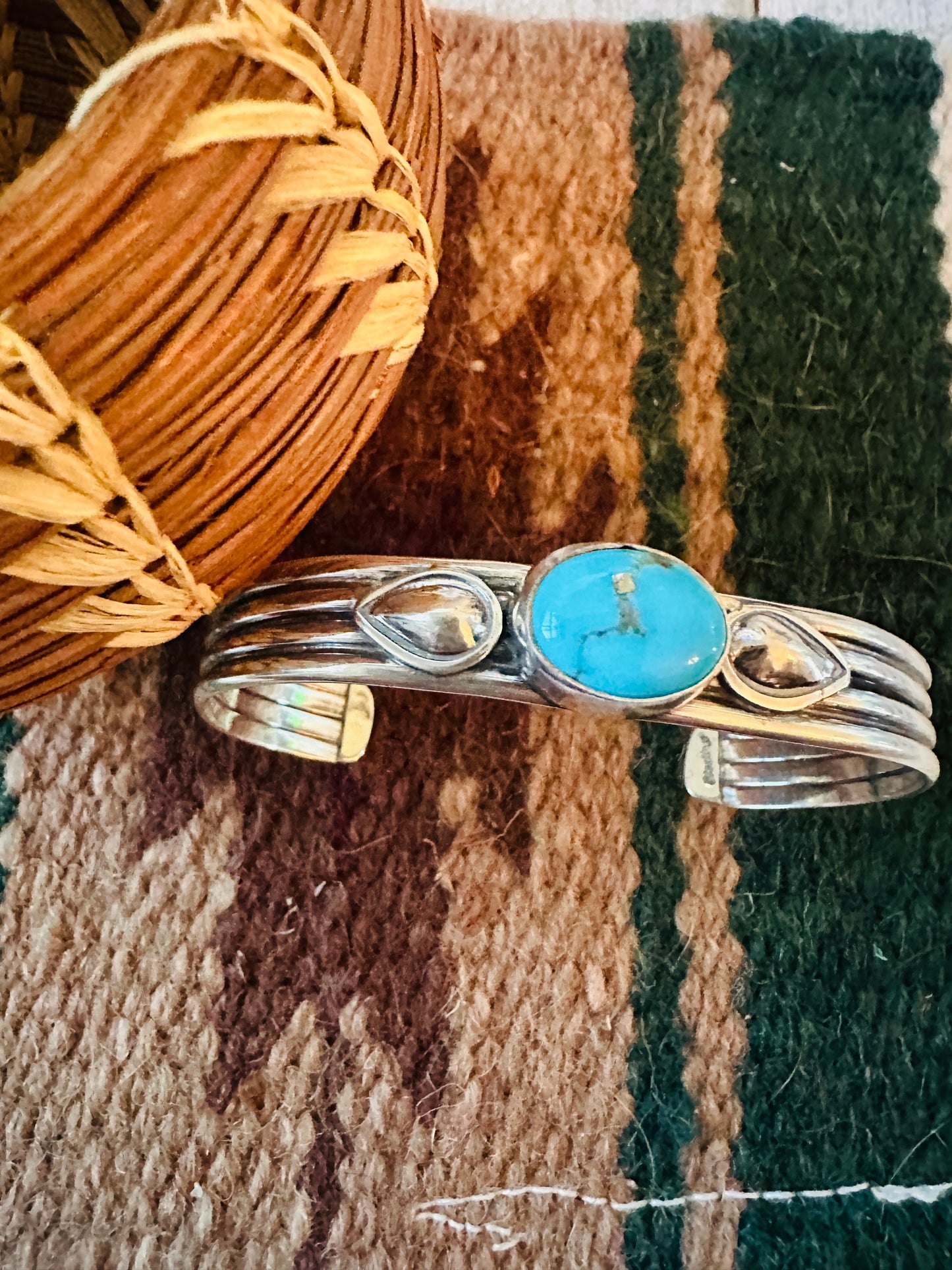 Handcrafted Turquoise & Sterling Silver Cuff Bracelet