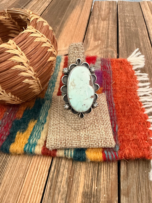Handcrafted Dry Creek Turquoise & Sterling Silver Ring Size 7.75 by Jameson Garcia