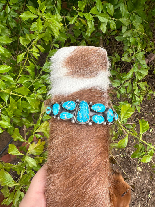 Beautiful Kathleen Livingston Navajo Sterling Turquoise Bracelet Cuff Signed