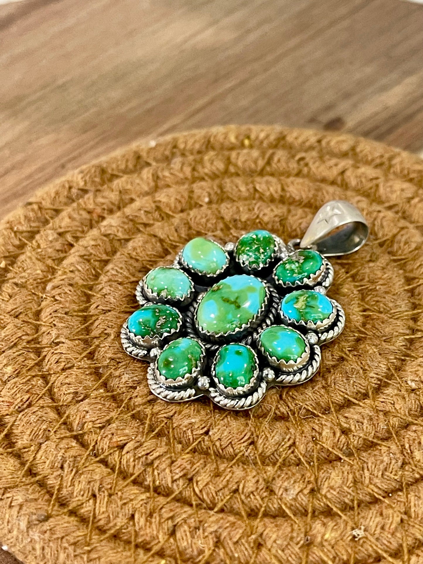 Handmade Sterling Silver & Sonoran Mountain Turquoise Cluster Pendant