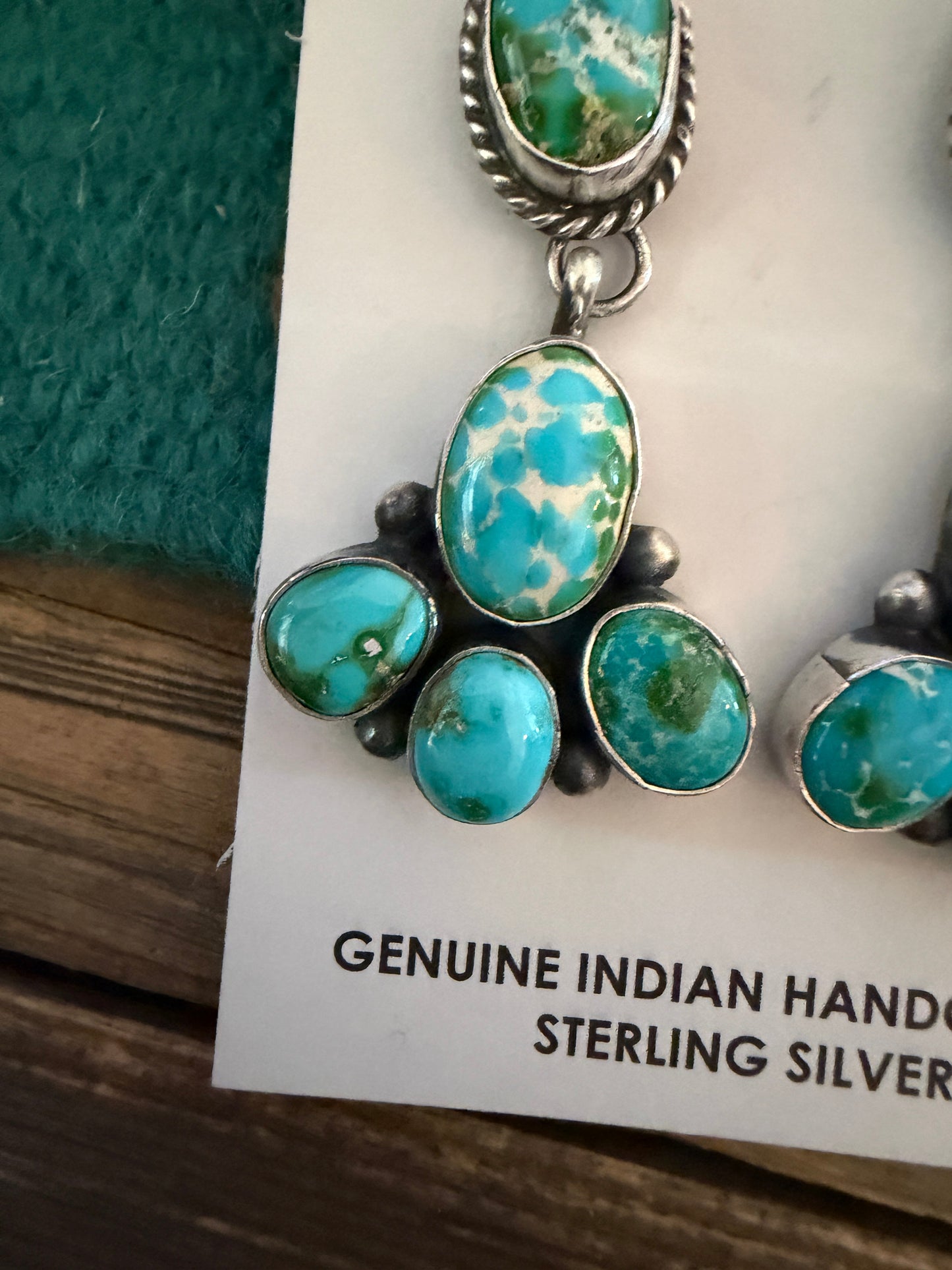 Handcrafted Sonoran Mountain Turquoise & Sterling Silver Dangle Earrings by Debra Smith