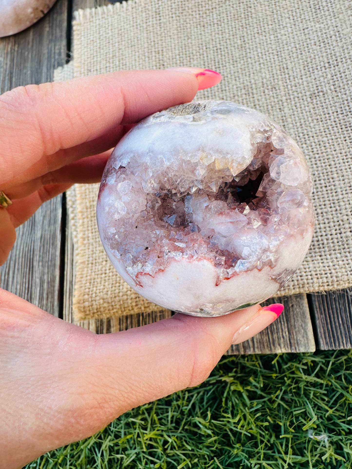 Nizhoni Crystals ✨  Pink Amethyst Geode Sphere
