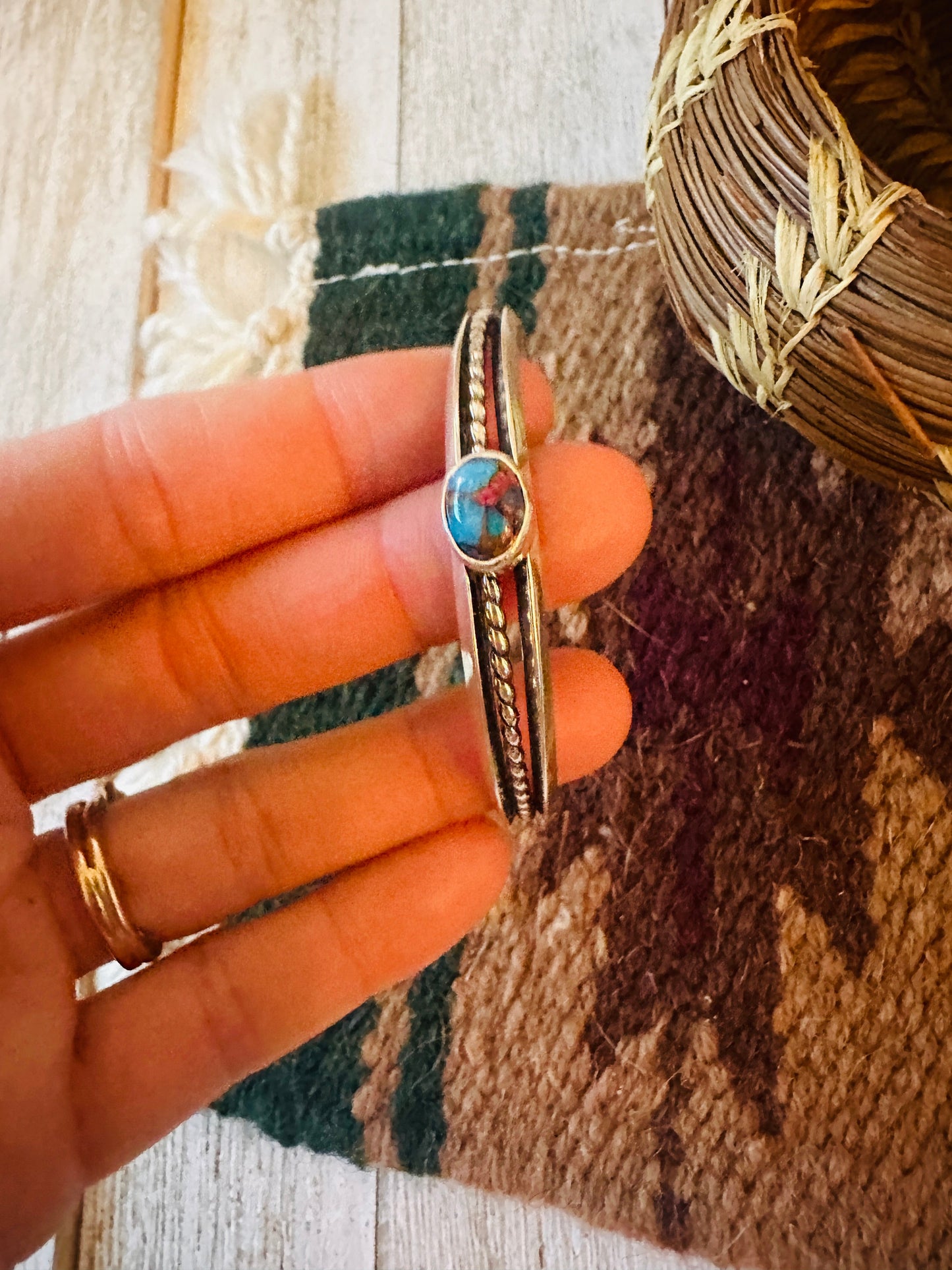 Handcrafted Pink Dream Mojave & Sterling Silver Cuff Bracelet