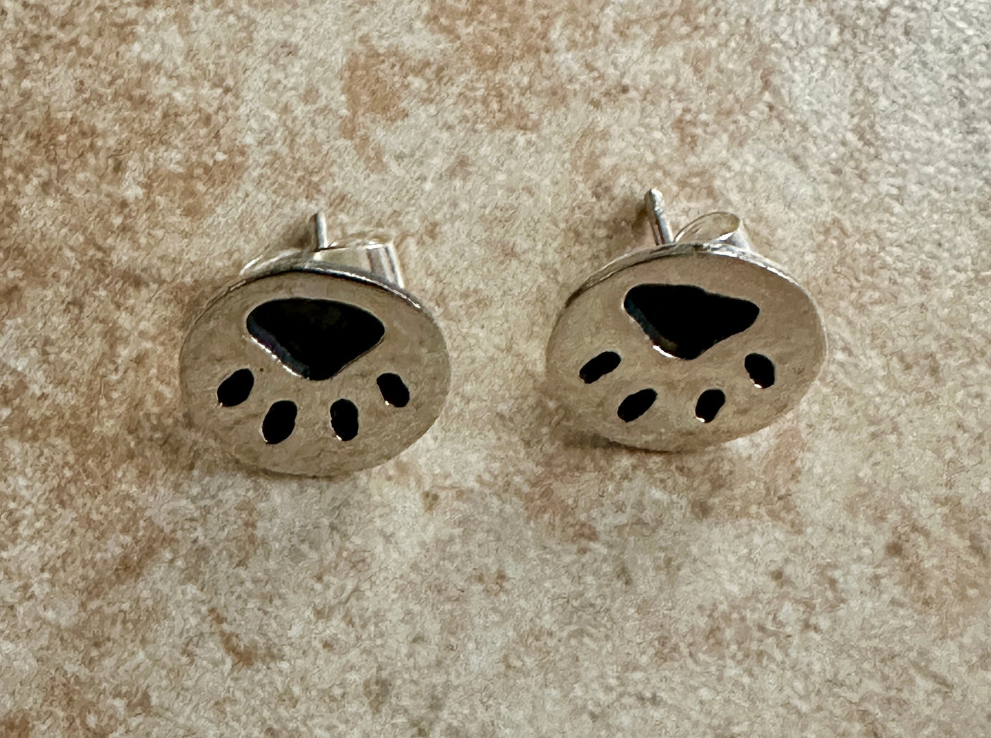 Micro Paw Print Sterling Silver Earrings