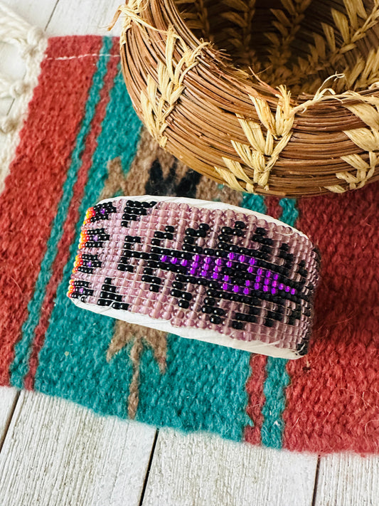 Handcrafted Made Beaded Leather Bracelet