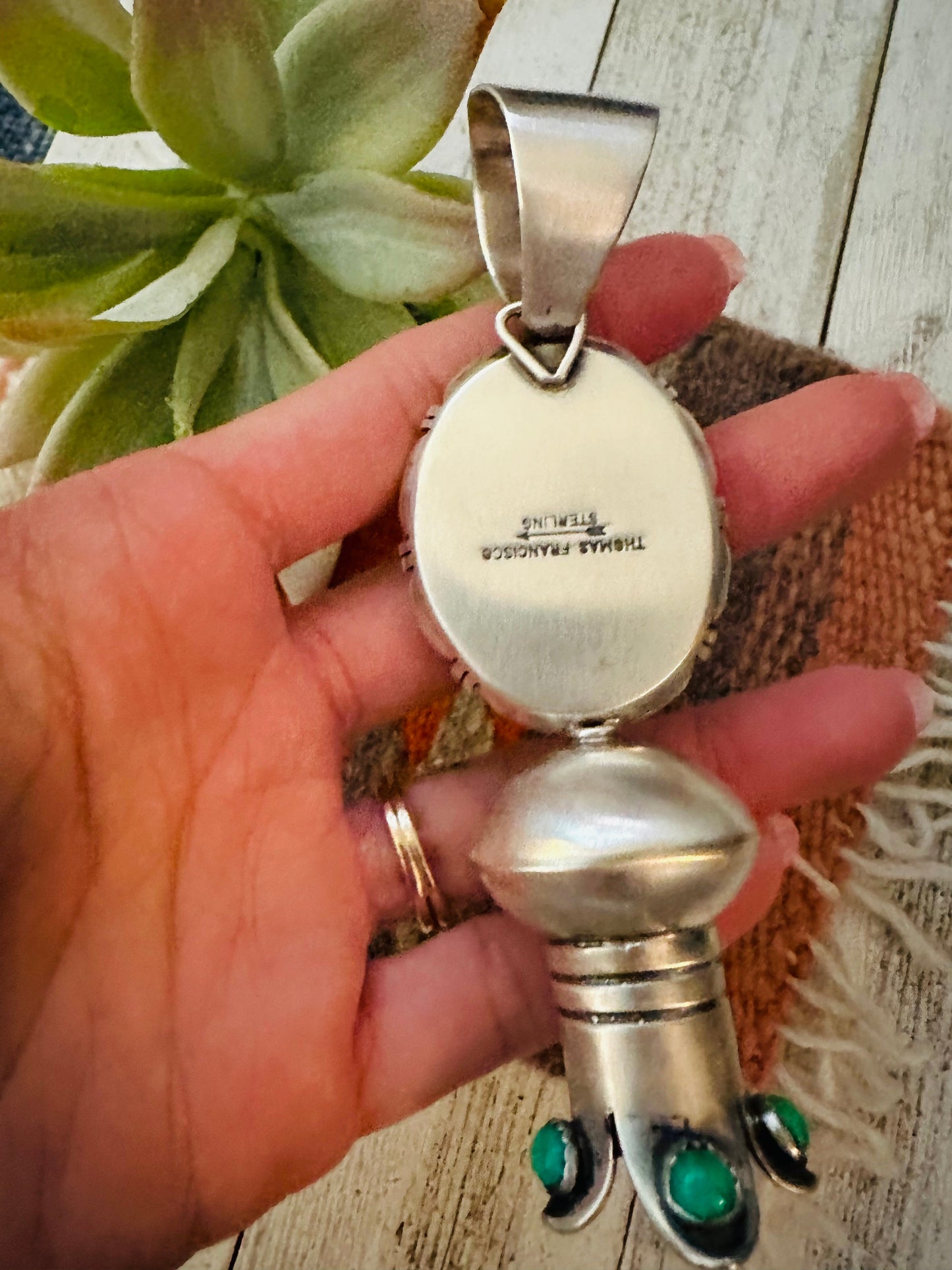 Handcrafted Sterling Silver & Turquoise Blossom Pendant by Thomas Francisco