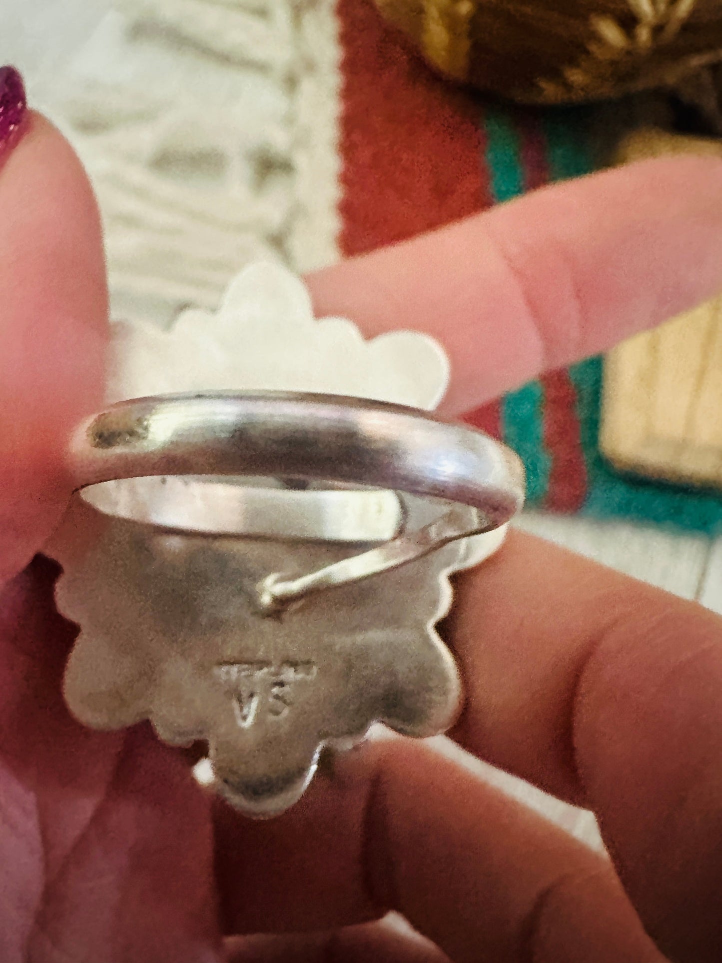 Handcrafted Sterling Silver & Turquoise Cluster Adjustable Ring