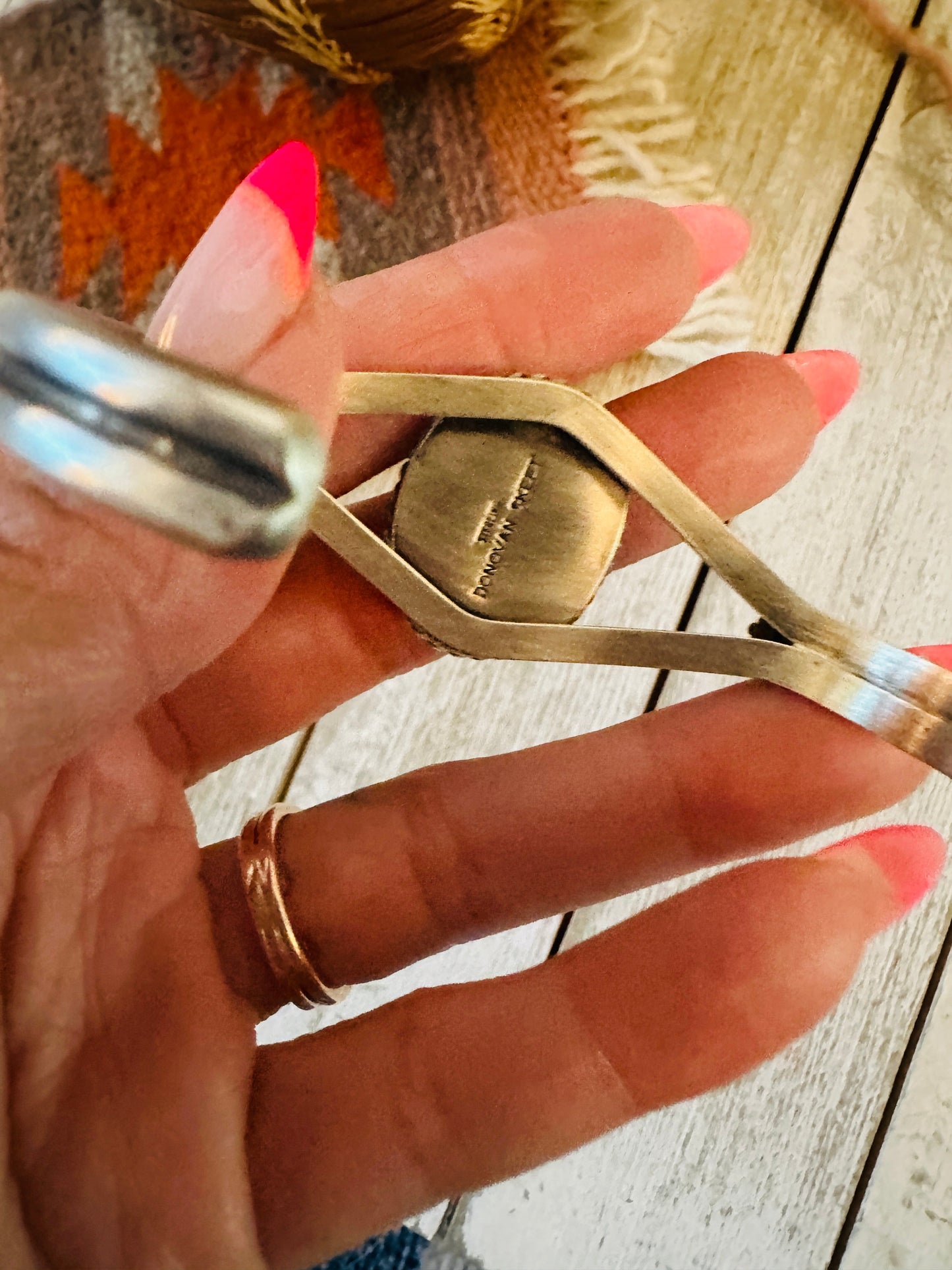 Handcrafted Cotton Candy & Sterling Silver Cuff Bracelet