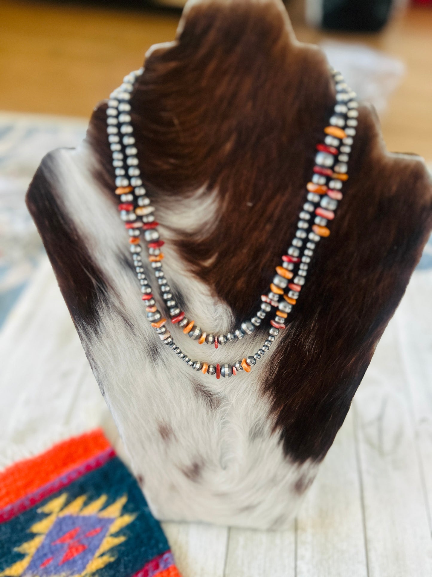 Handcrafted Sterling Silver & Spiny Oyster Beaded Necklace
