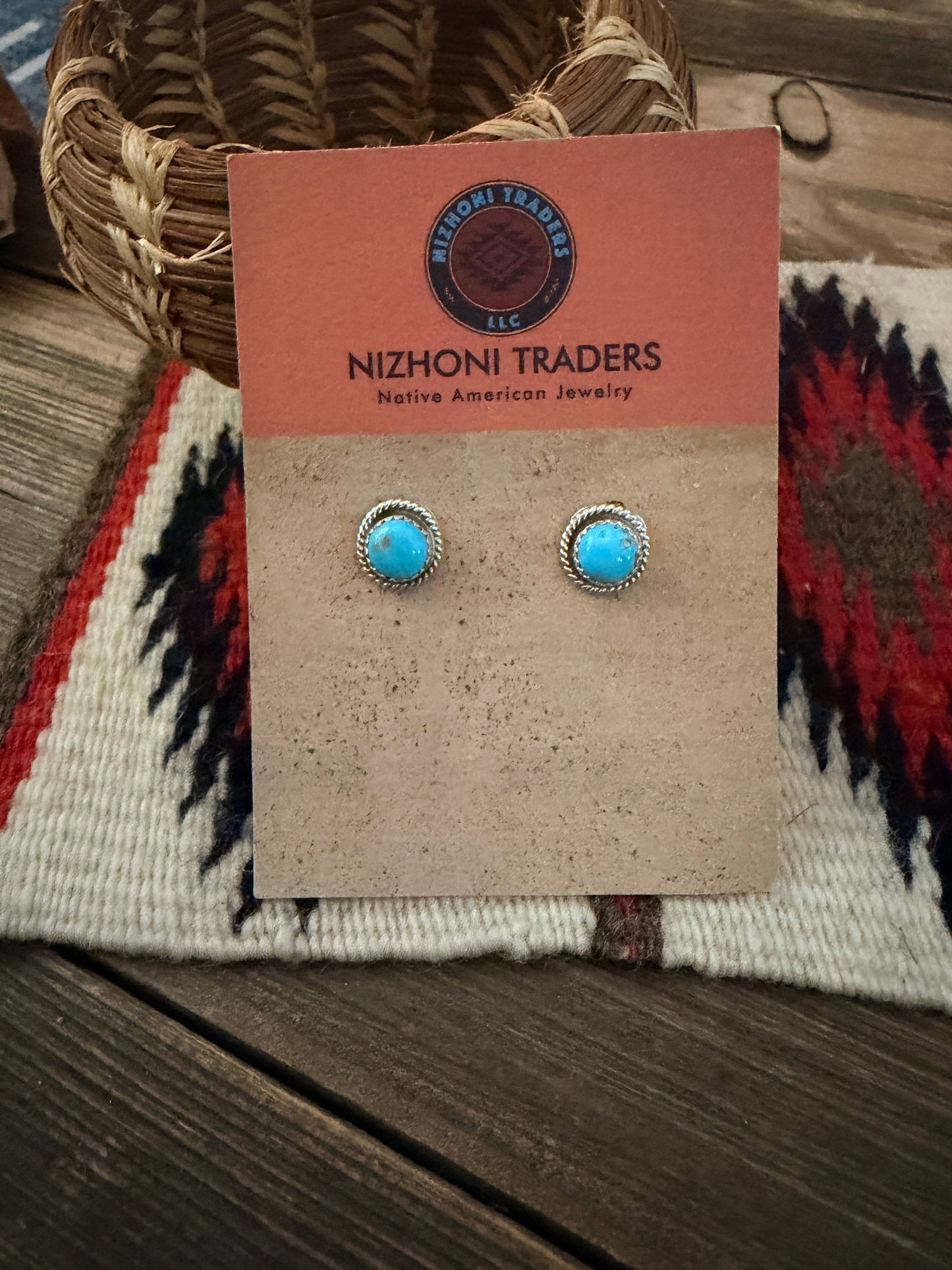 Handcrafted Sterling Silver & Turquoise Stud Earrings