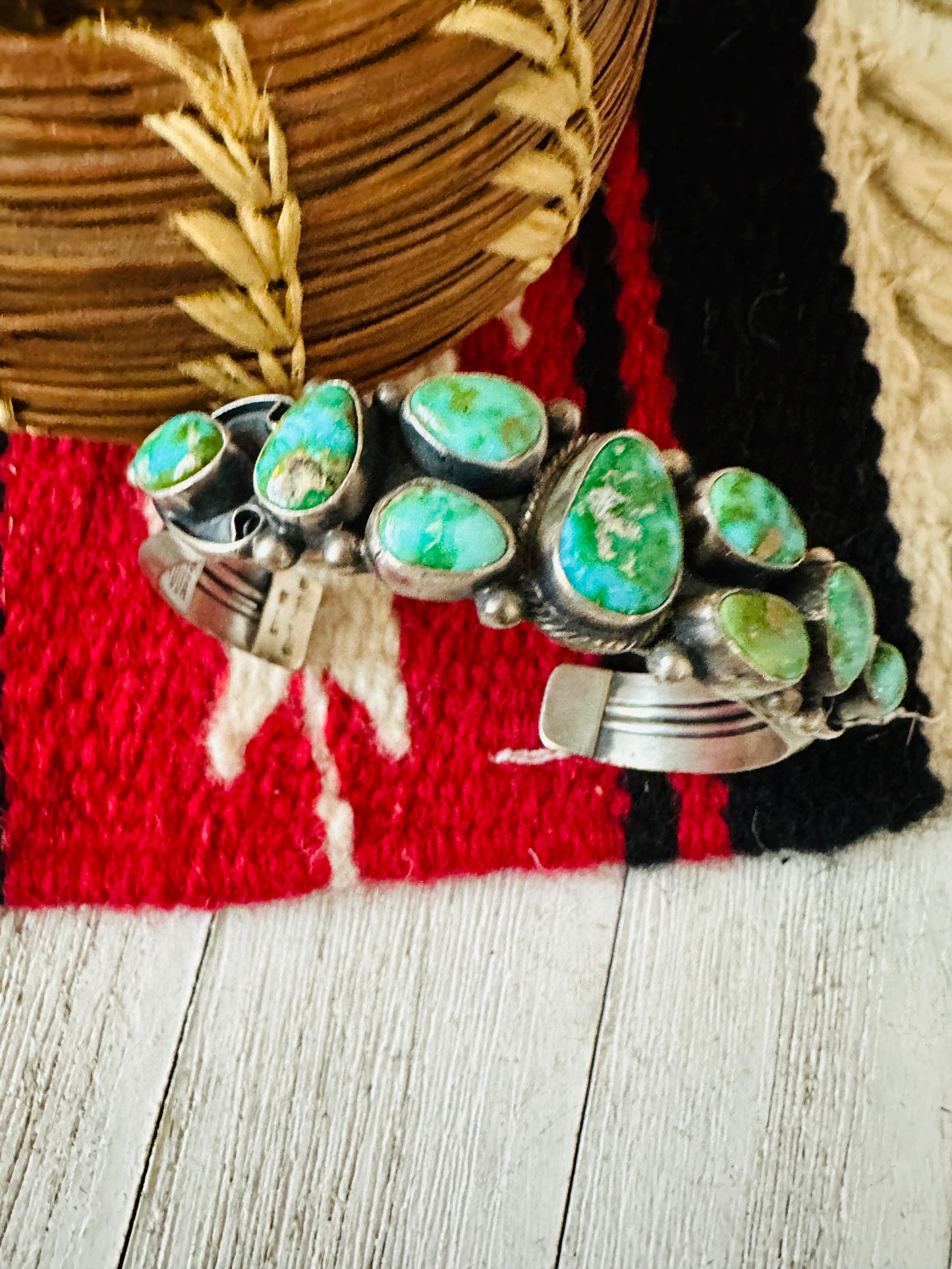 Handcrafted Sonoran Mountain Turquoise & Sterling Silver Cuff Bracelet