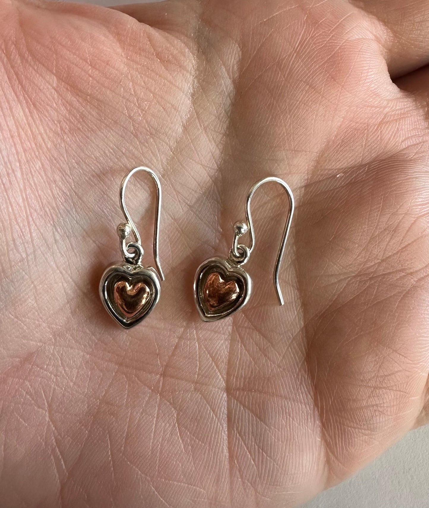 Copper & Sterling Silver Heart Earrings