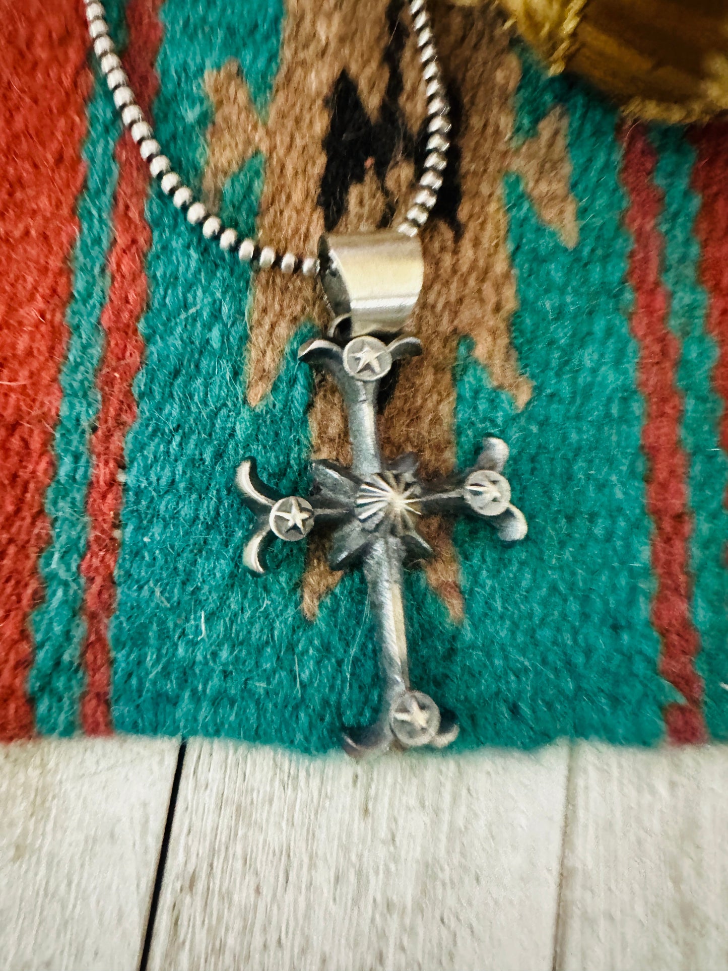 Handcrafted Sterling Silver Cross Concho Pendant by Chimney Butte