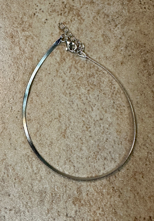 Sterling Silver Herringbone Chain Bracelet S/M