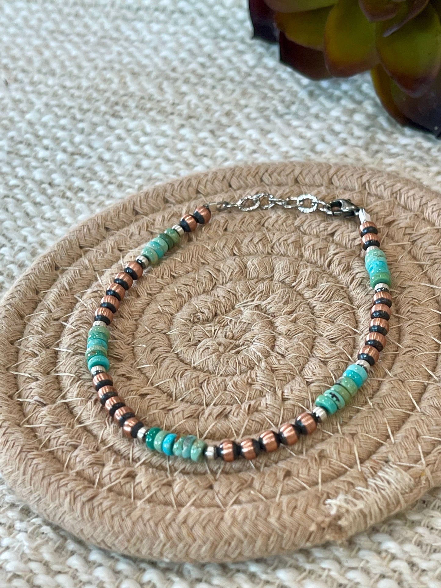 Handmade Copper & Turquoise Beaded Bracelet