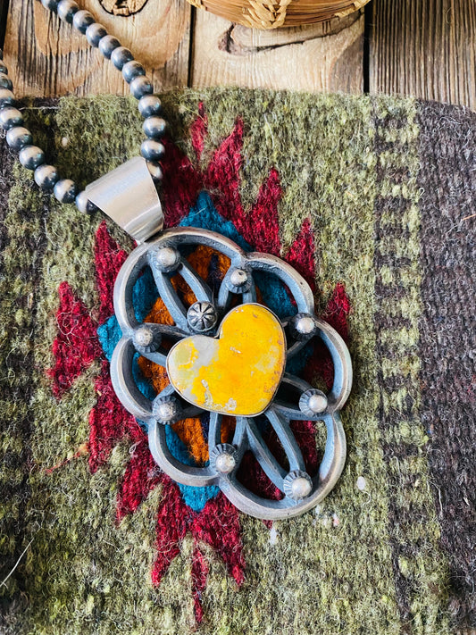 Handcrafted Sterling Silver & Bumblebee Heart Pendant By Chimney Butte