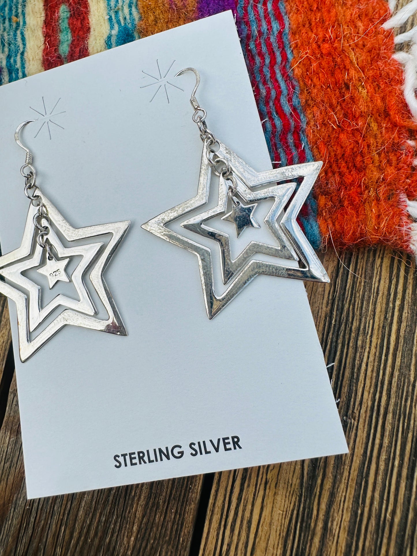 Handcrafted Sterling Silver Star Dangle Earrings