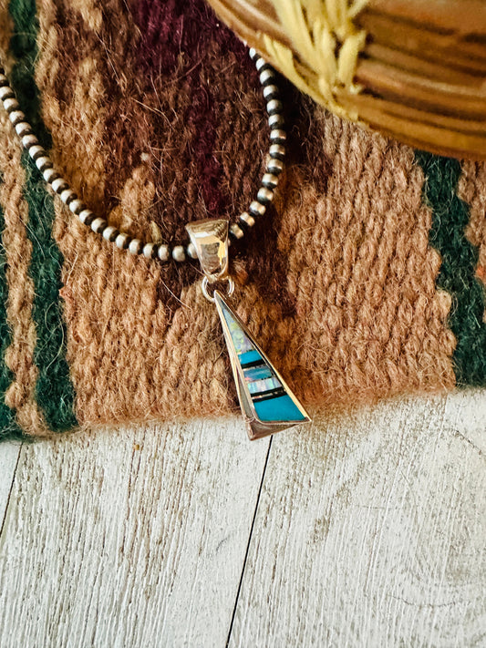 Handcrafted Multi Stone & Sterling Silver Inlay Pendant