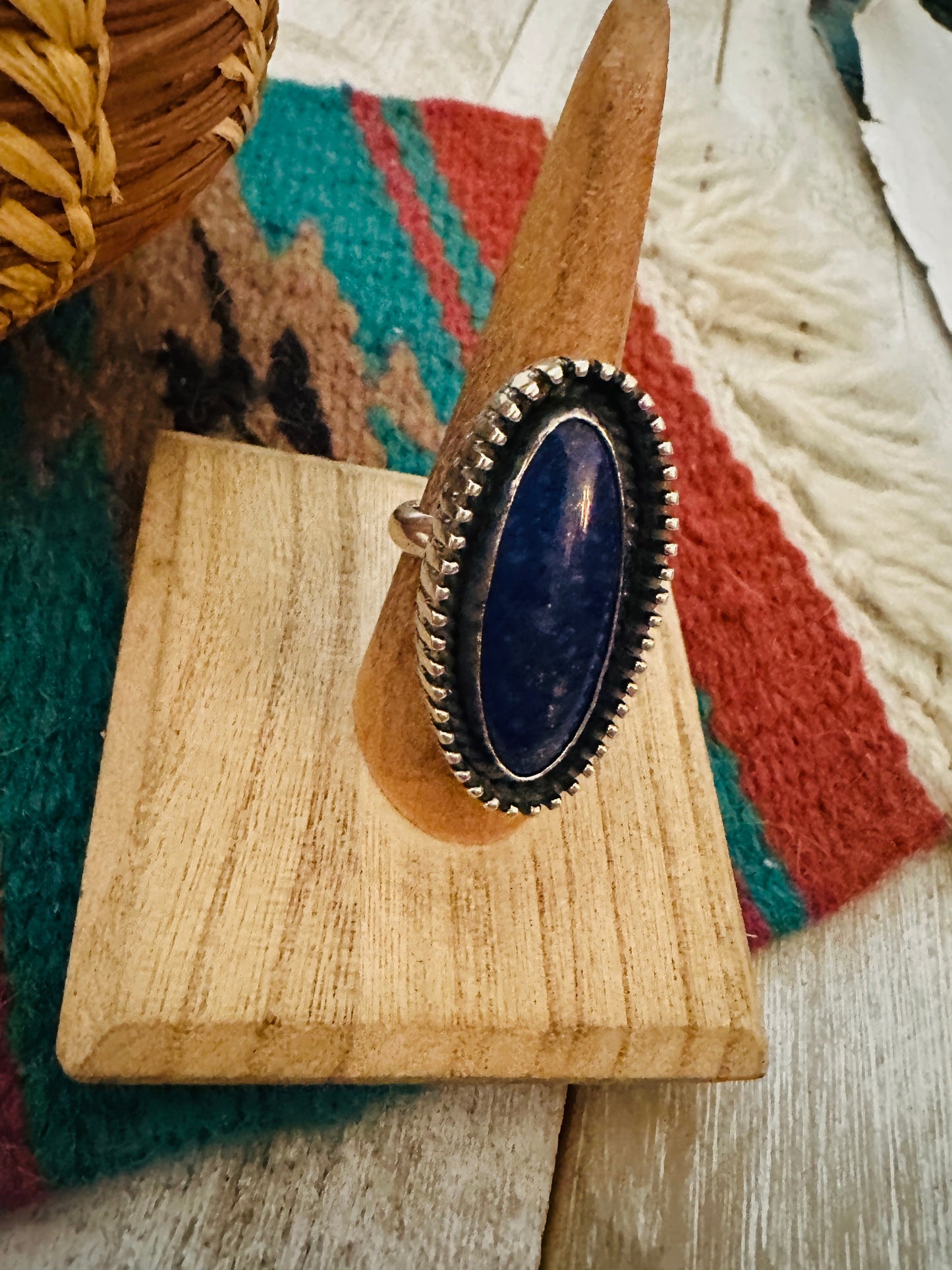 Navajo Sterling Silver & Lapis Adjustable Ring